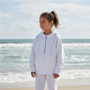 Athleta Girls White Half-Zip Hoodie Sweatshirt Size 7
